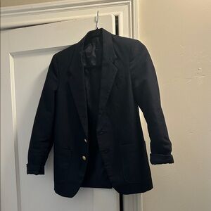 Classic Vintage Navy Blue Fitted Blazer